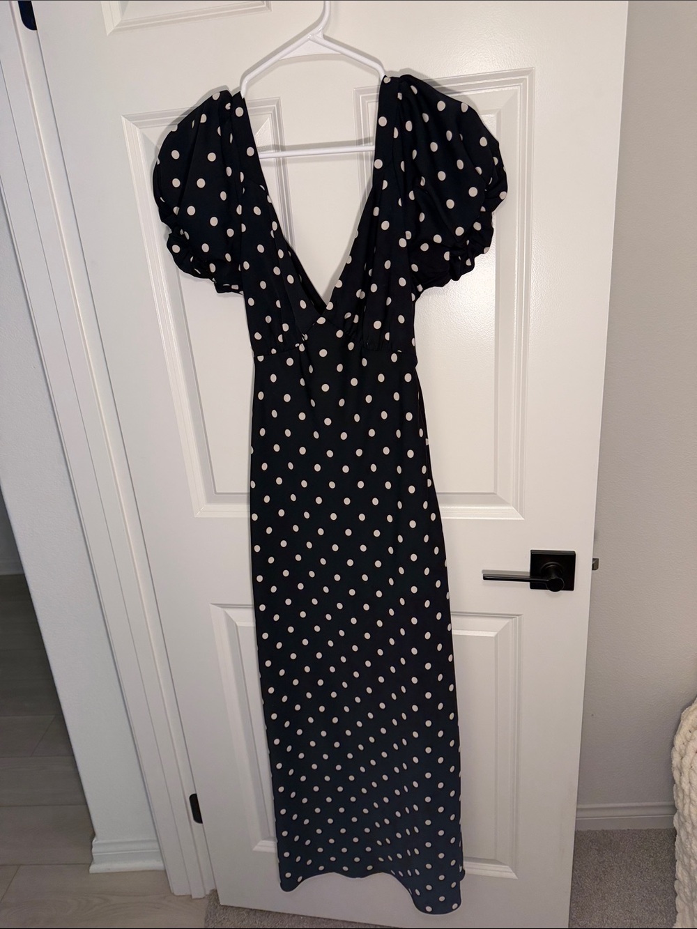 Abercrombie & Fitch Black Maxi Dress with White Polka Dots